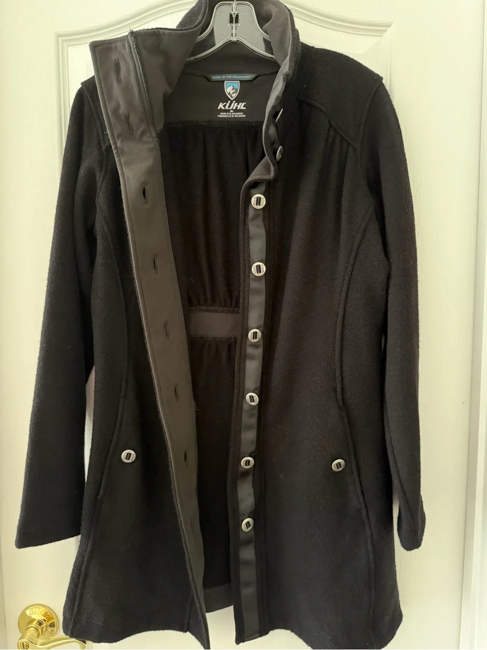Kuhl Women's Black Button-Front Trench Coat - Classic Tailored Style